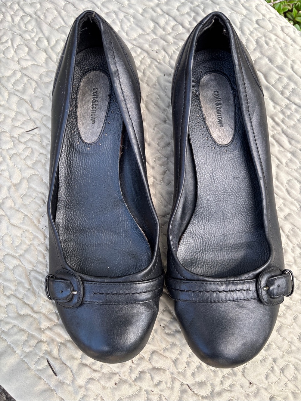 Clift & Barrow Black Leather Ballet Flats with Buckle